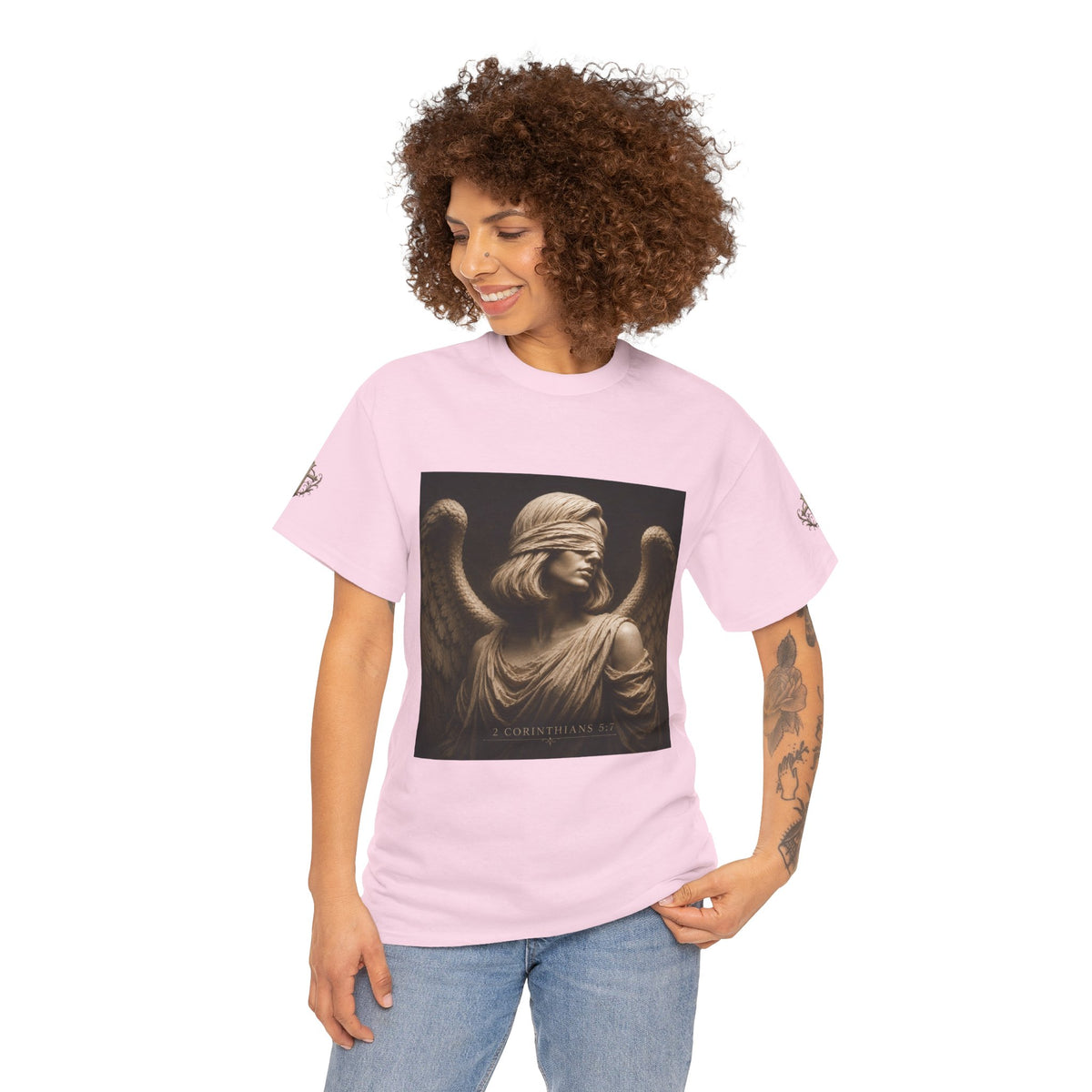 Angel Graphic Tee — "Walk by Faith, Not by Sight" Inspirational T‑Shirt