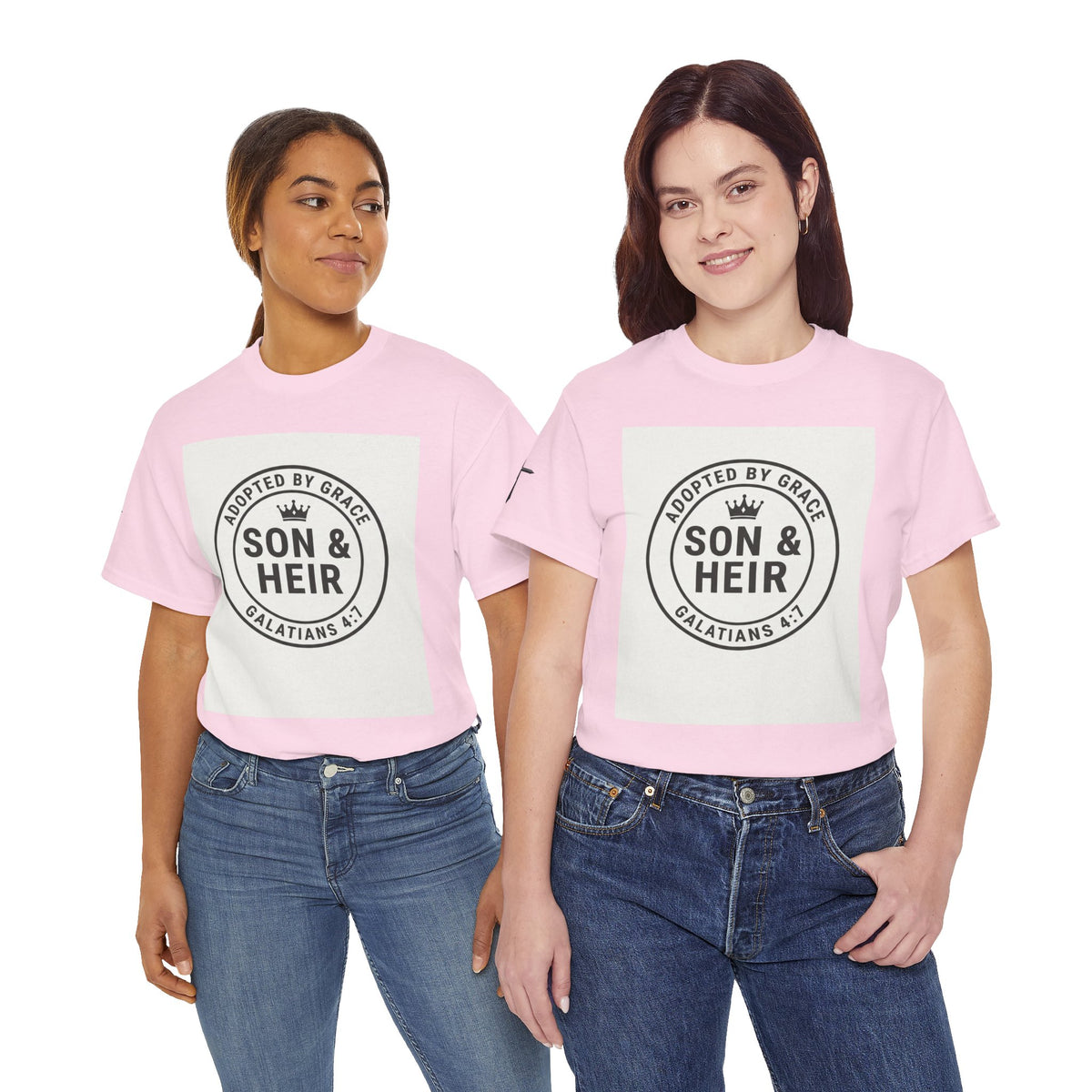 Christian Son & Heir T-Shirt — 'Adopted by Grace' Faith Tee with Jesus Prayer Design