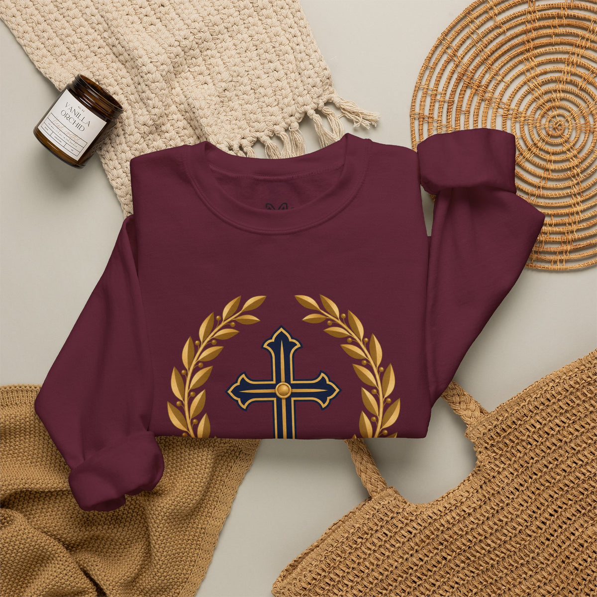 Psalm 27 Crewneck Sweatshirt — "The Lord Is My Light" Christian Cross Pullover