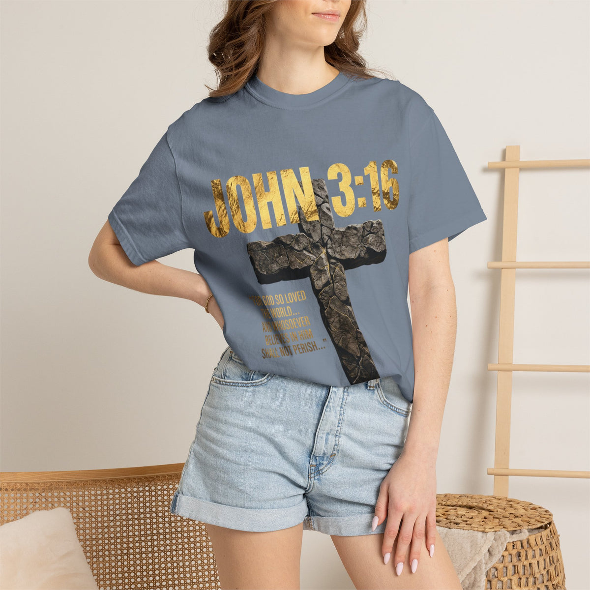 John 3:16 Cross T-Shirt — Christian Faith Scripture Tee