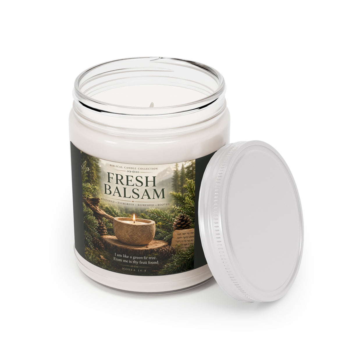 Fresh Balsam Soy Candle 9oz – Scented Jar Candle with White Lid