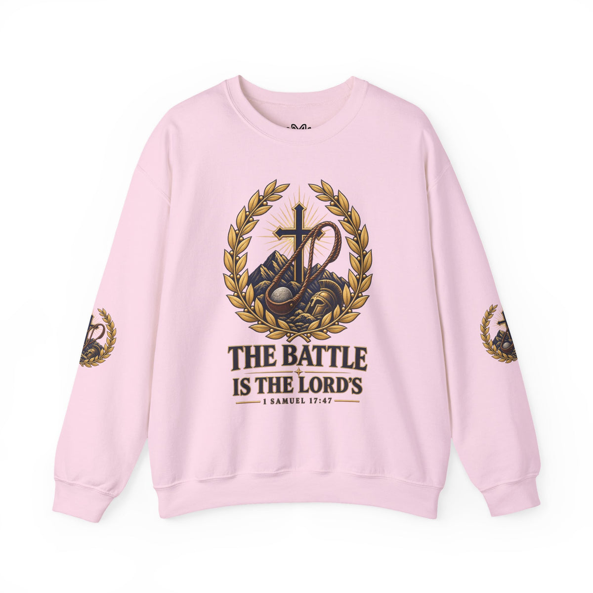 Religious Crewneck Sweatshirt — "The Battle Is The Lord's" (1 Samuel 17:47)