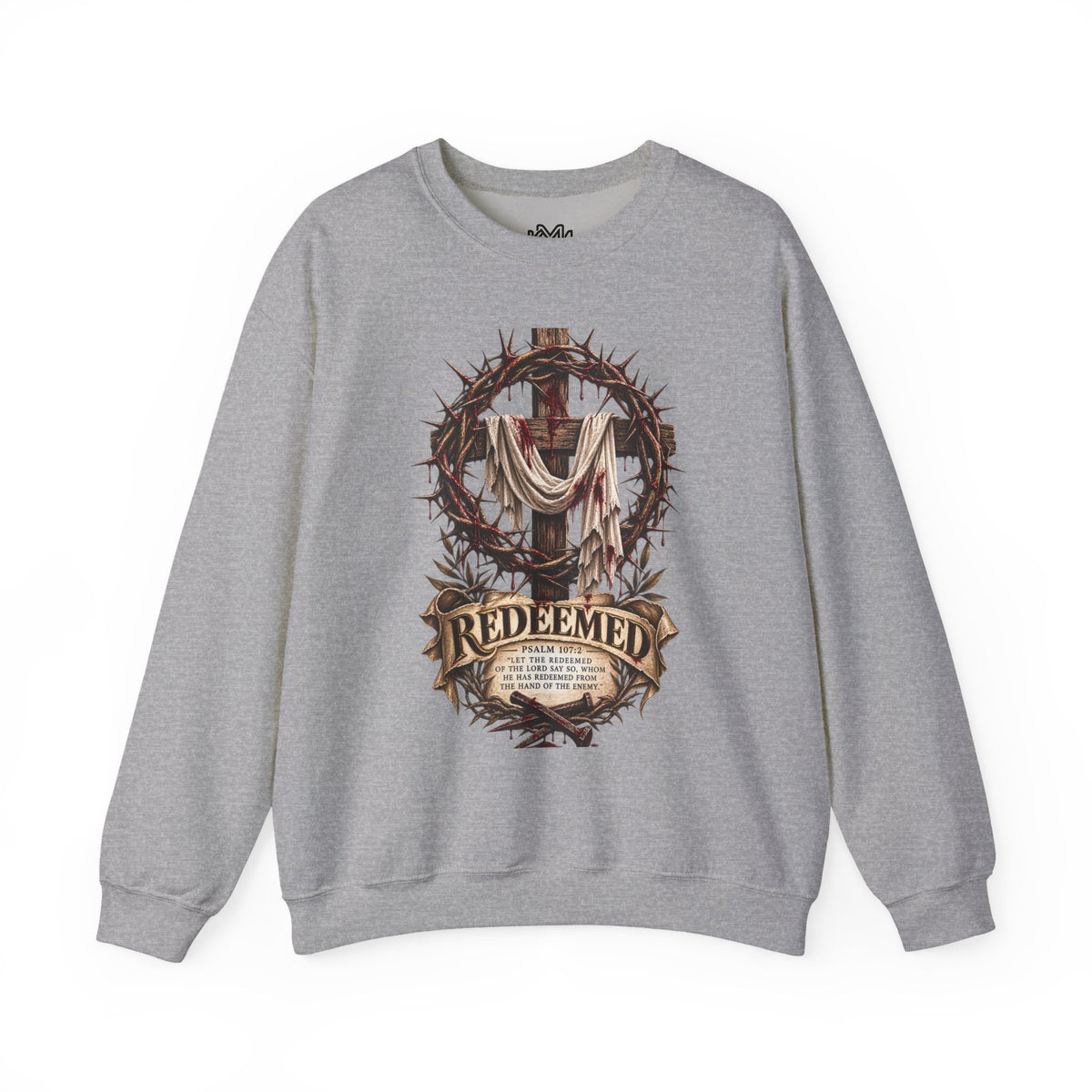 Redeemed Cross Sweatshirt — Christian Faith Crewneck (crown of thorns design)