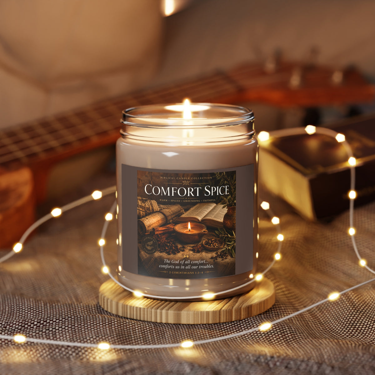 Comfort Spice Scented Soy Candle — 9oz Jar with White Lid (Warm Autumn Spice)