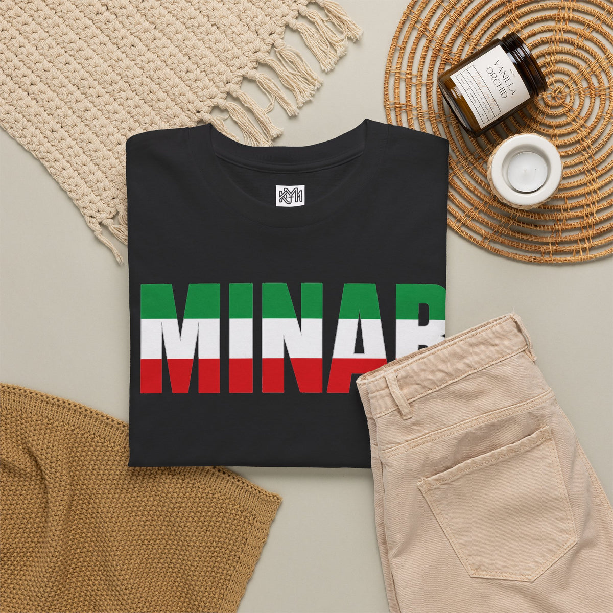MINAB - Flag Graphic Tee — '168' Back Number Casual T‑Shirt