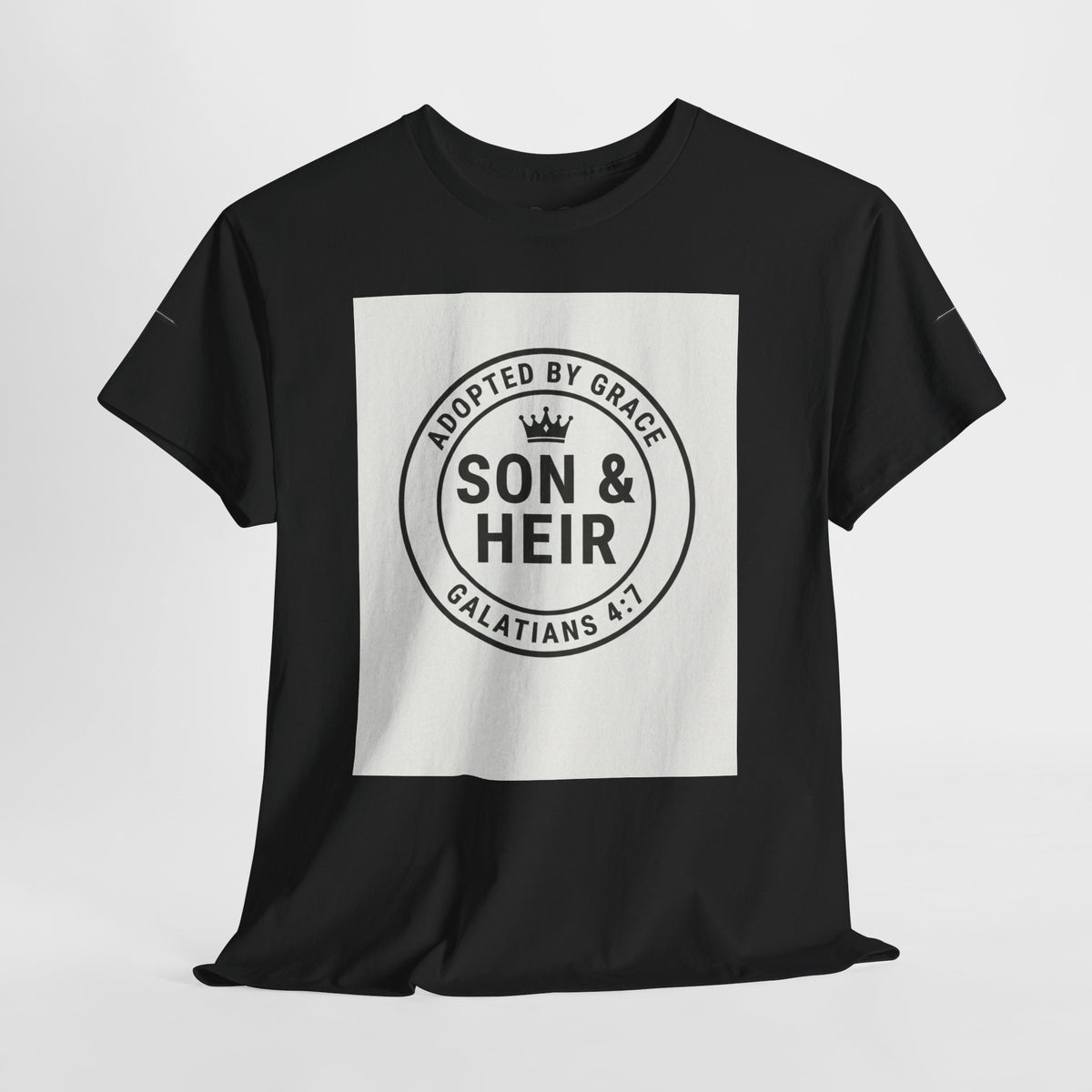 Christian Son & Heir T-Shirt — 'Adopted by Grace' Faith Tee with Jesus Prayer Design