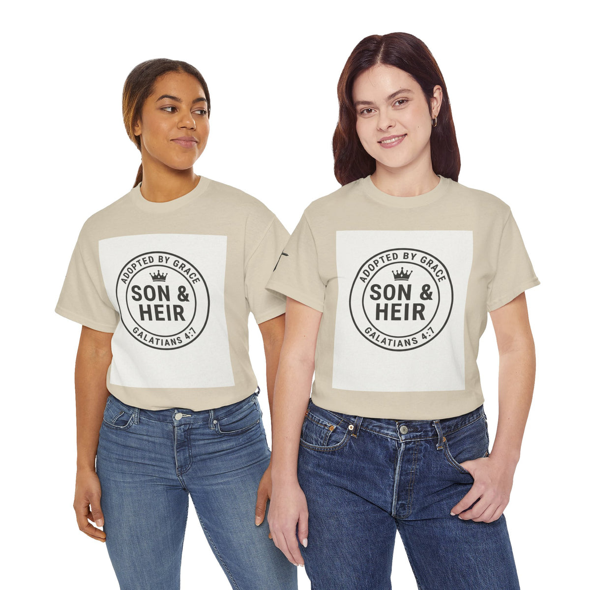 Christian Son & Heir T-Shirt — 'Adopted by Grace' Faith Tee with Jesus Prayer Design