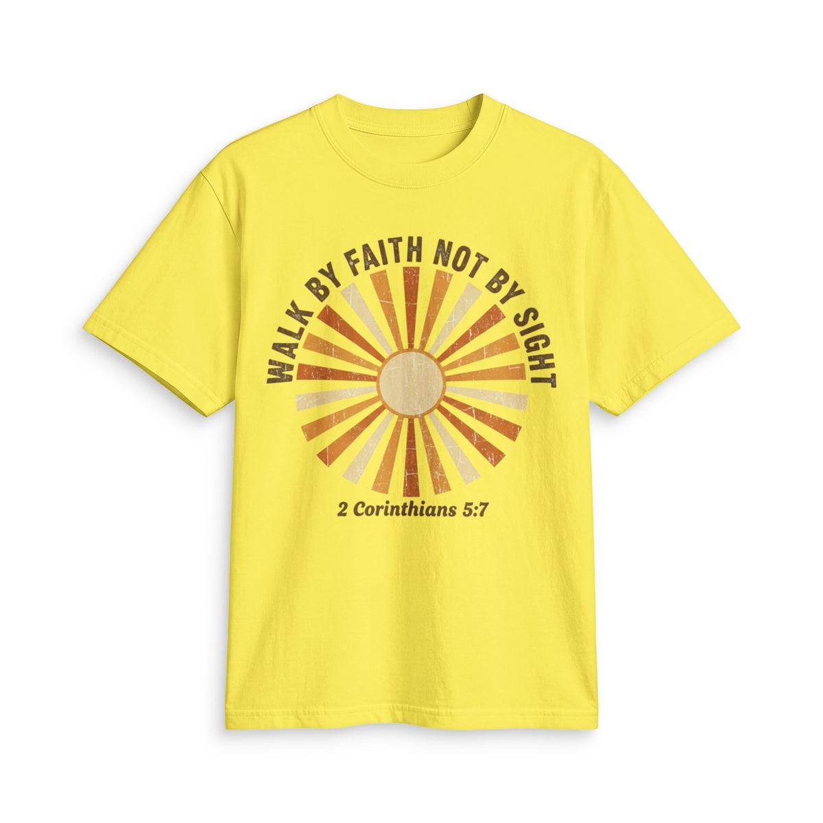 Faith Sunrise T-Shirt — "Walk by Faith Not by Sight" (2 Corinthians 5:7)