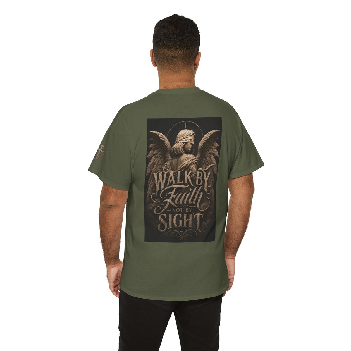 Angel Graphic Tee — "Walk by Faith, Not by Sight" Inspirational T‑Shirt