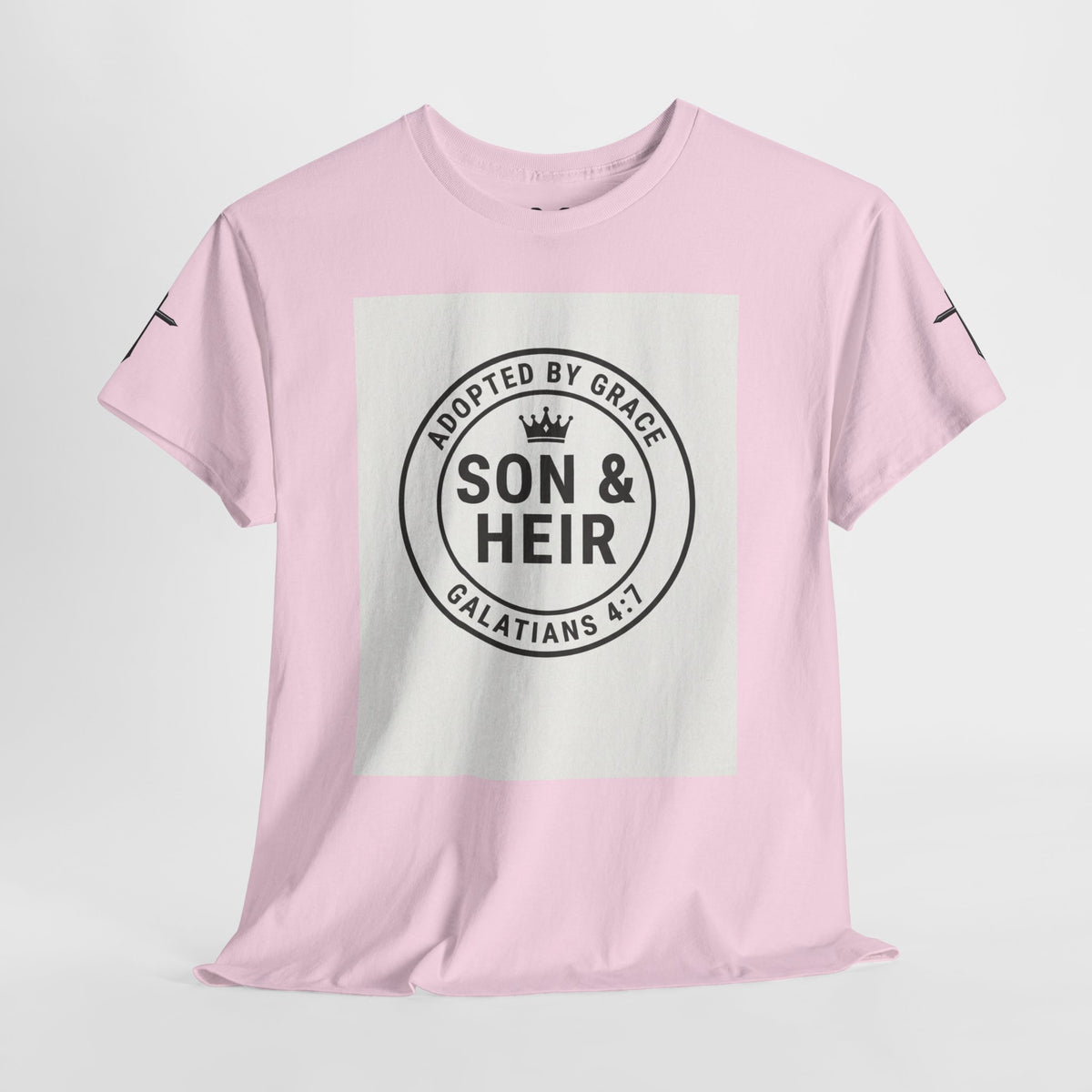 Christian Son & Heir T-Shirt — 'Adopted by Grace' Faith Tee with Jesus Prayer Design