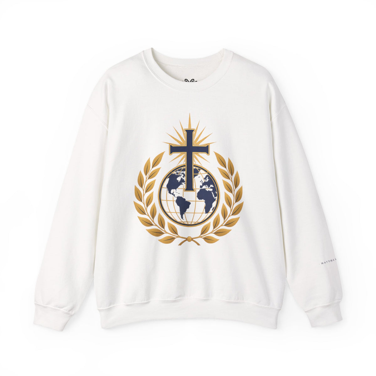 Great Commission Crewneck Sweatshirt — Christian Cross Globe Design