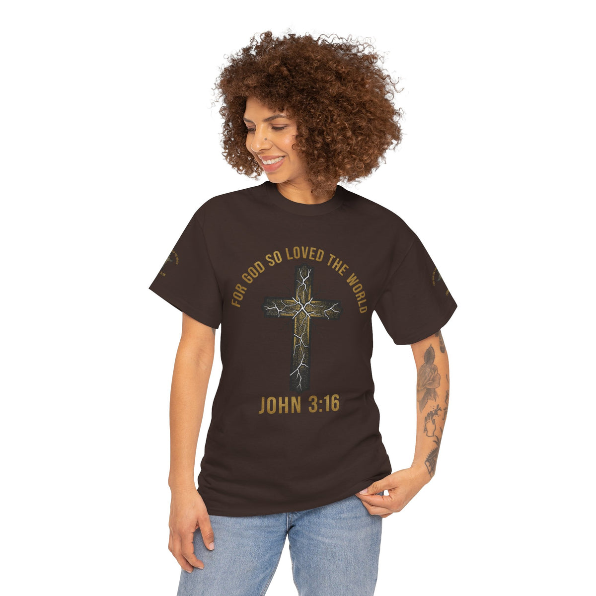 John 3:16 Cross T-Shirt — "For God So Loved the World" Christian Tee