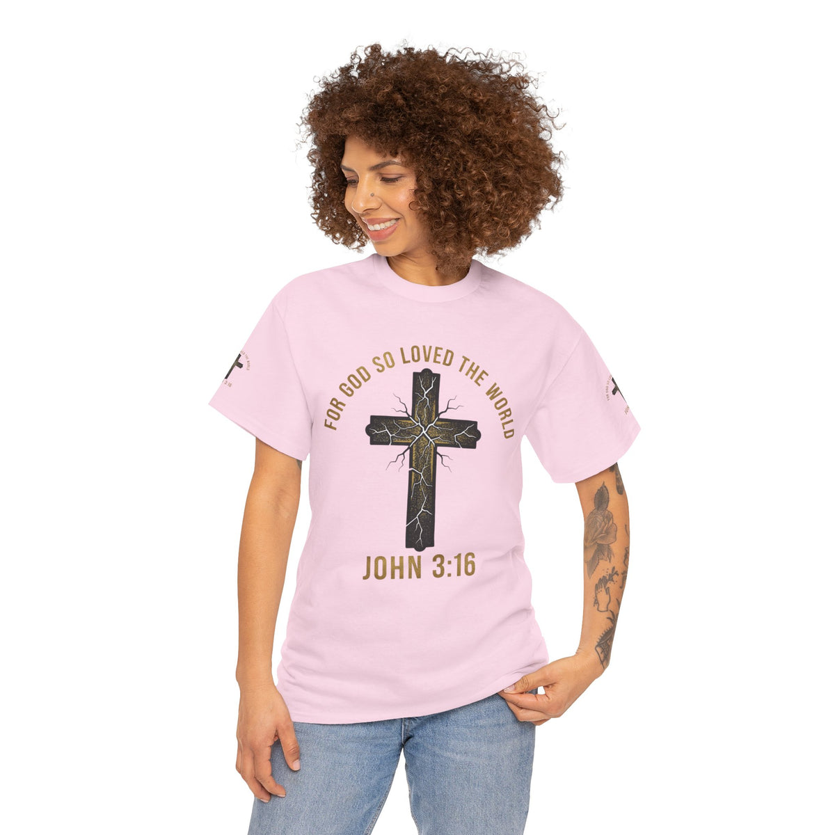 John 3:16 Cross T-Shirt — "For God So Loved the World" Christian Tee