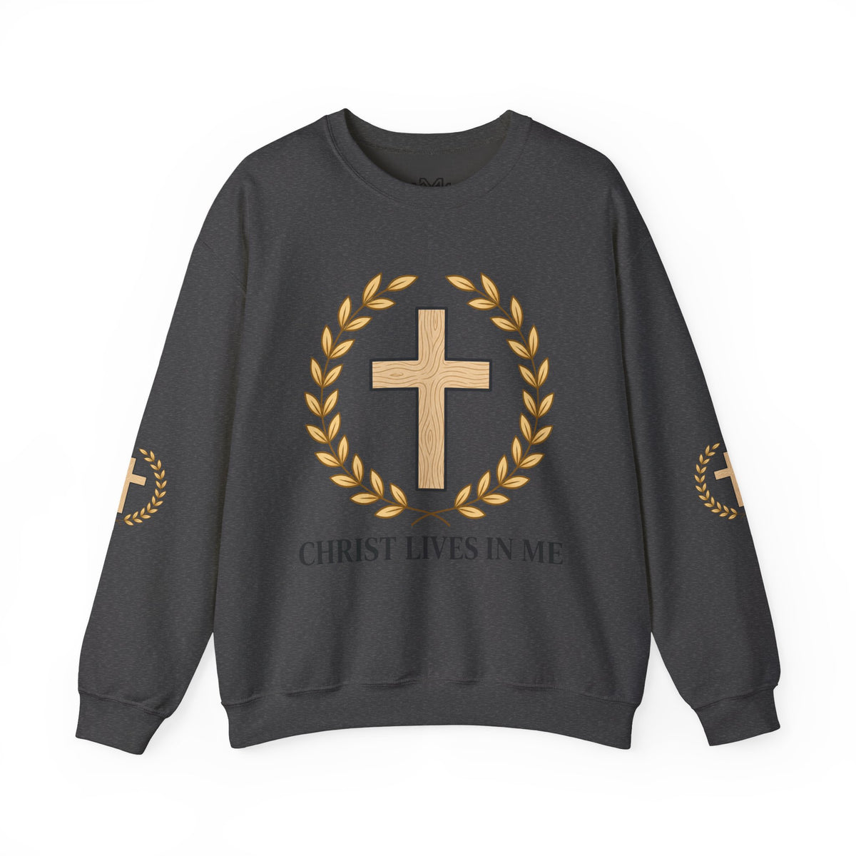 Christian Cross Crewneck Sweatshirt – "Christ Lives in Me" Religious Pullover
