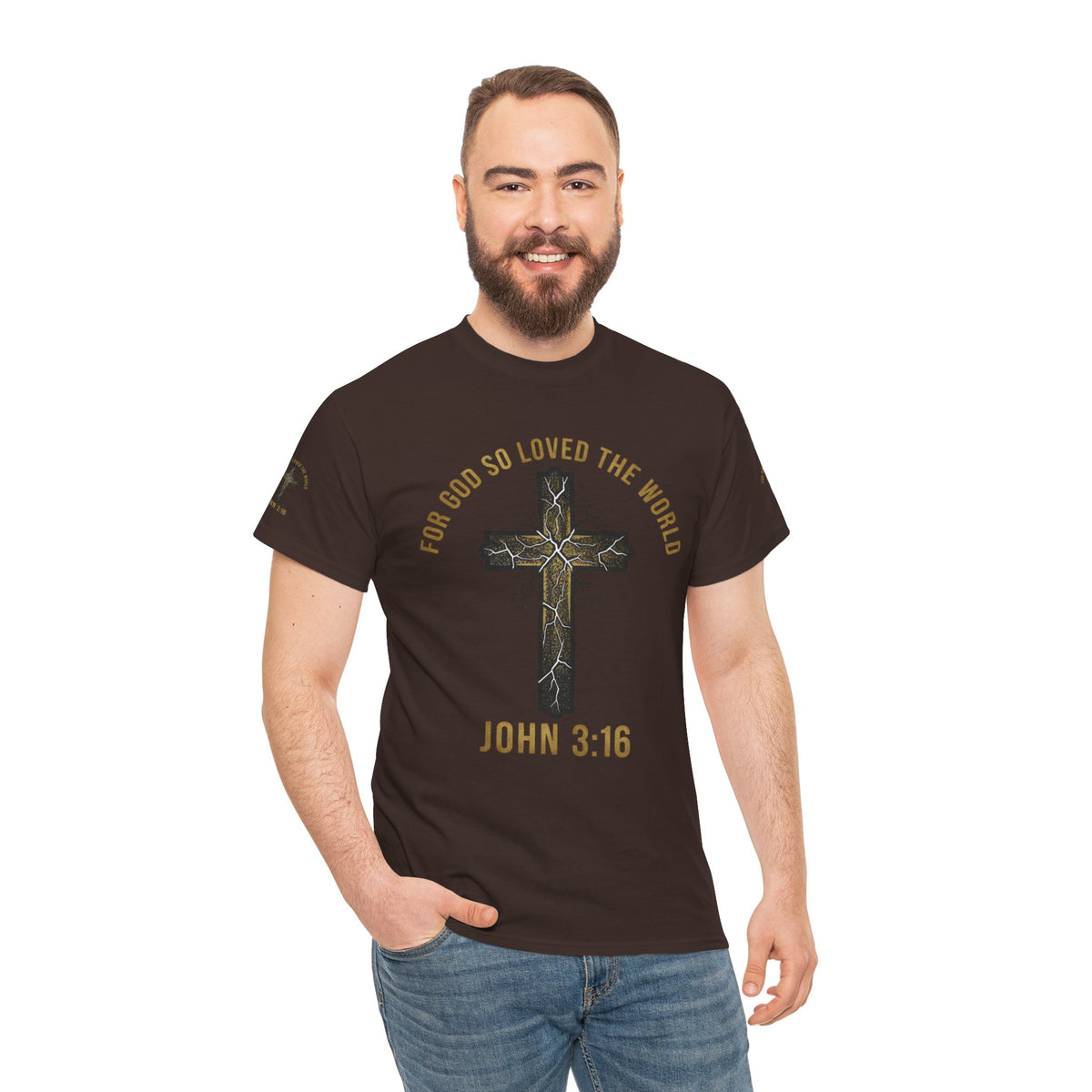 John 3:16 Cross T-Shirt — "For God So Loved the World" Christian Tee