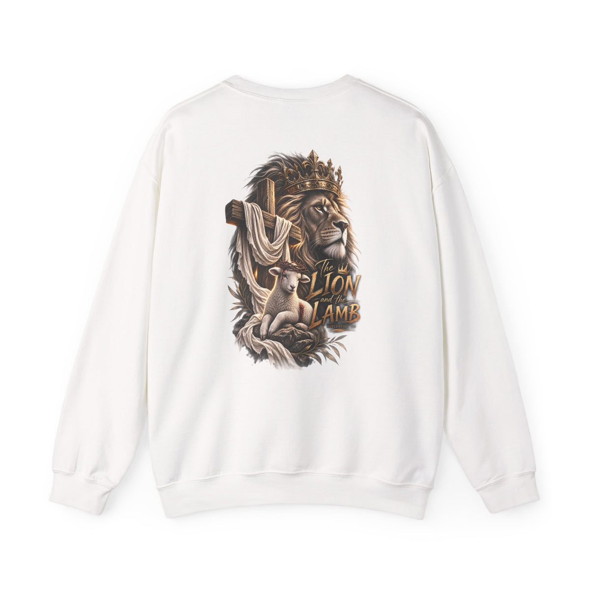 Lion and Lamb Crewneck Sweatshirt — "The Lion and the Lamb" Christian Graphic Pullover