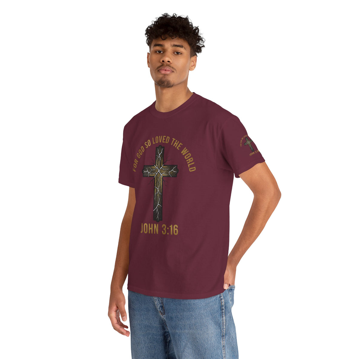 John 3:16 Cross T-Shirt — "For God So Loved the World" Christian Tee