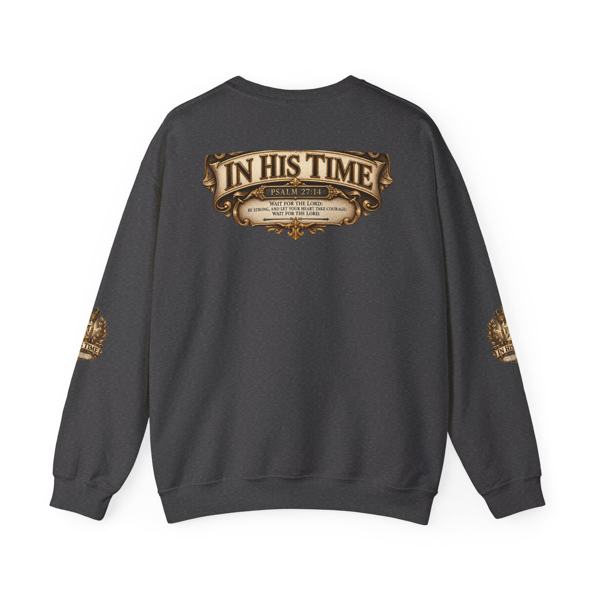 In His Time Crewneck Sweatshirt – Inspirational Christian Scripture Hourglass Design