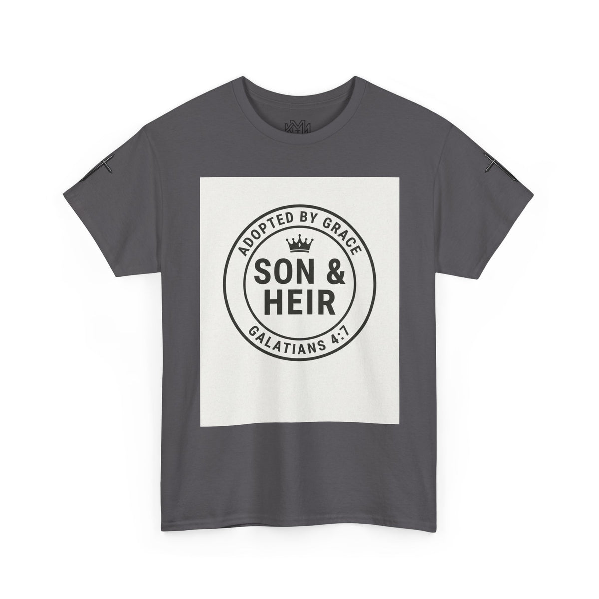 Christian Son & Heir T-Shirt — 'Adopted by Grace' Faith Tee with Jesus Prayer Design