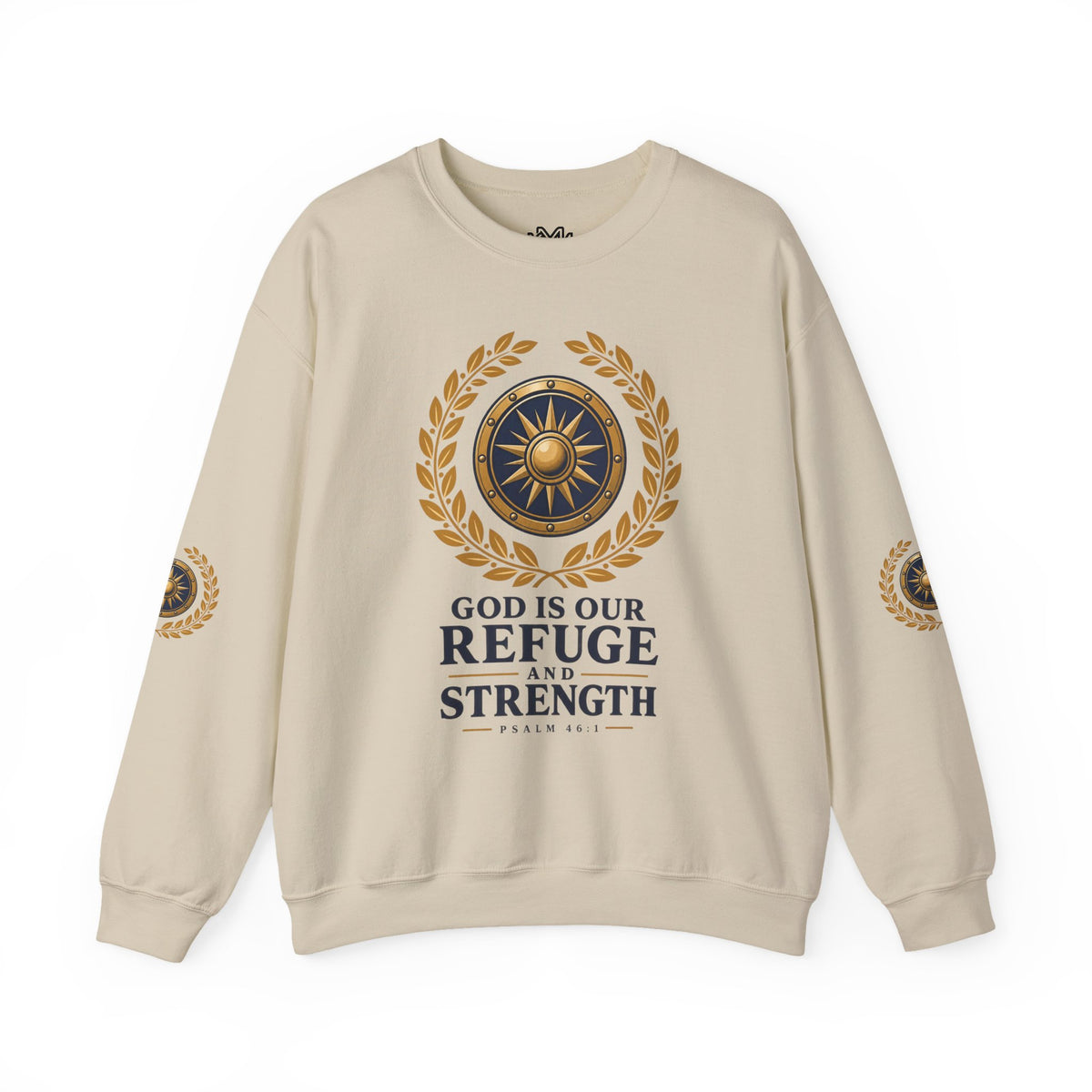 Crewneck Sweatshirt — “God Is Our Refuge and Strength” Psalm 46:1 Christian Faith Pullover
