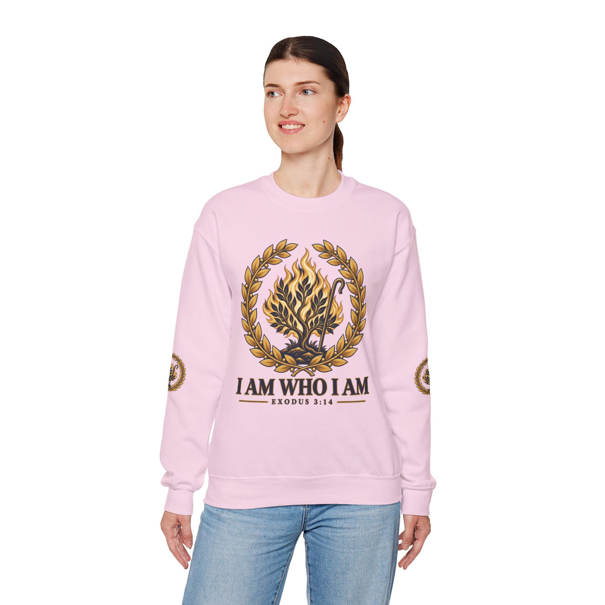 Crewneck Sweatshirt — "I Am Who I Am" Exodus 3:14 Inspirational Pullover