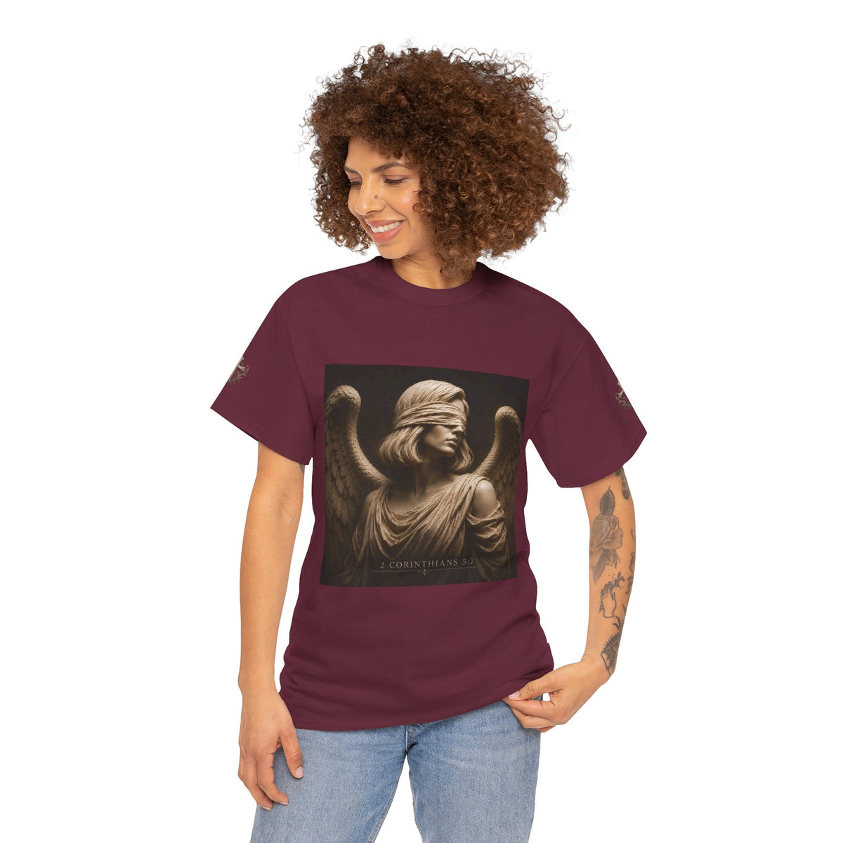 Angel Graphic Tee — "Walk by Faith, Not by Sight" Inspirational T‑Shirt