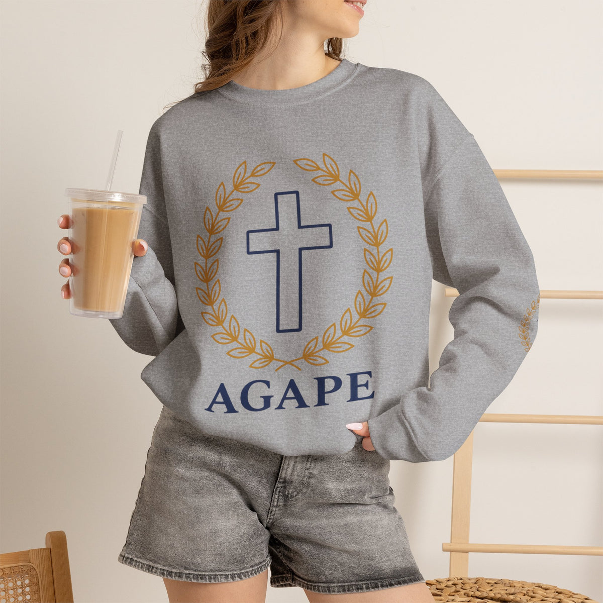 Agape Cross Crewneck Sweatshirt — Christian Faith Pullover