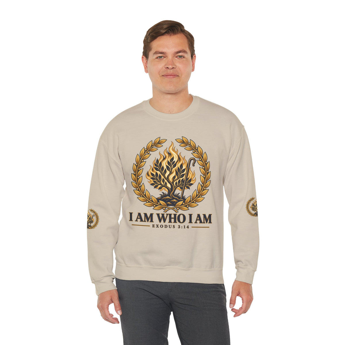 Crewneck Sweatshirt — "I Am Who I Am" Exodus 3:14 Inspirational Pullover