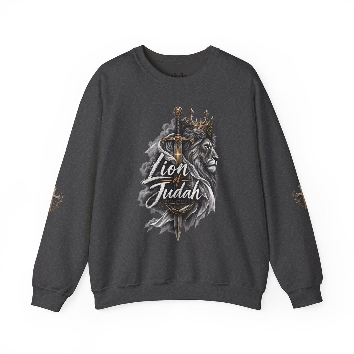 Lion of Judah Sweatshirt — Christian Lion Crewneck with Crown & Ichthys Back