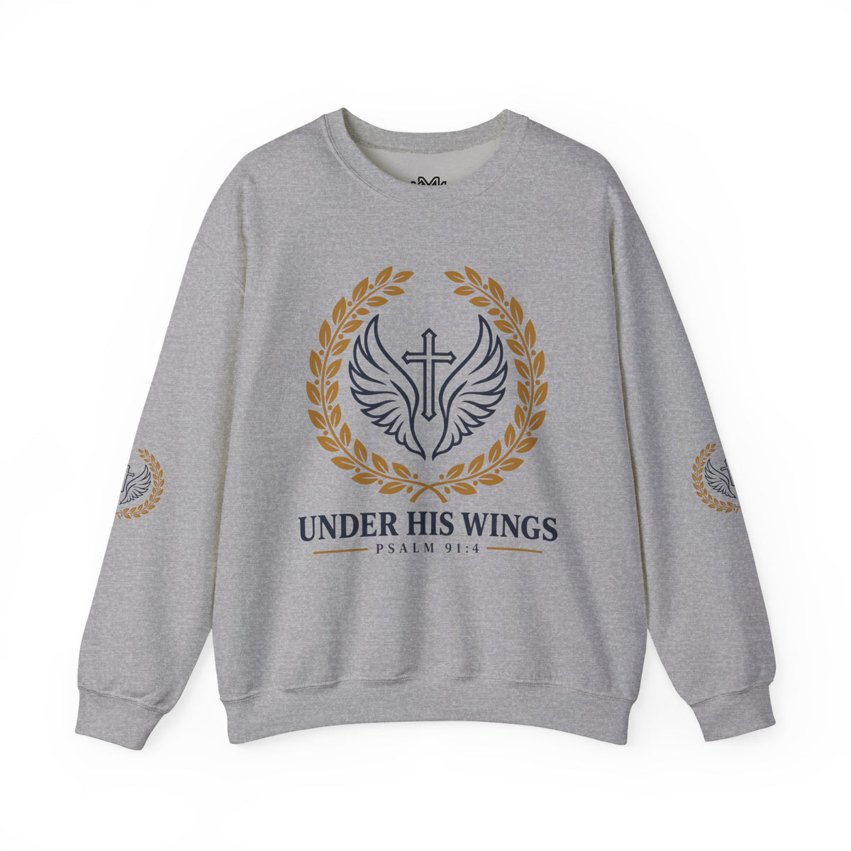 Religious Crewneck Sweatshirt – “Under His Wings” Psalm 91:4 Christian Pullover