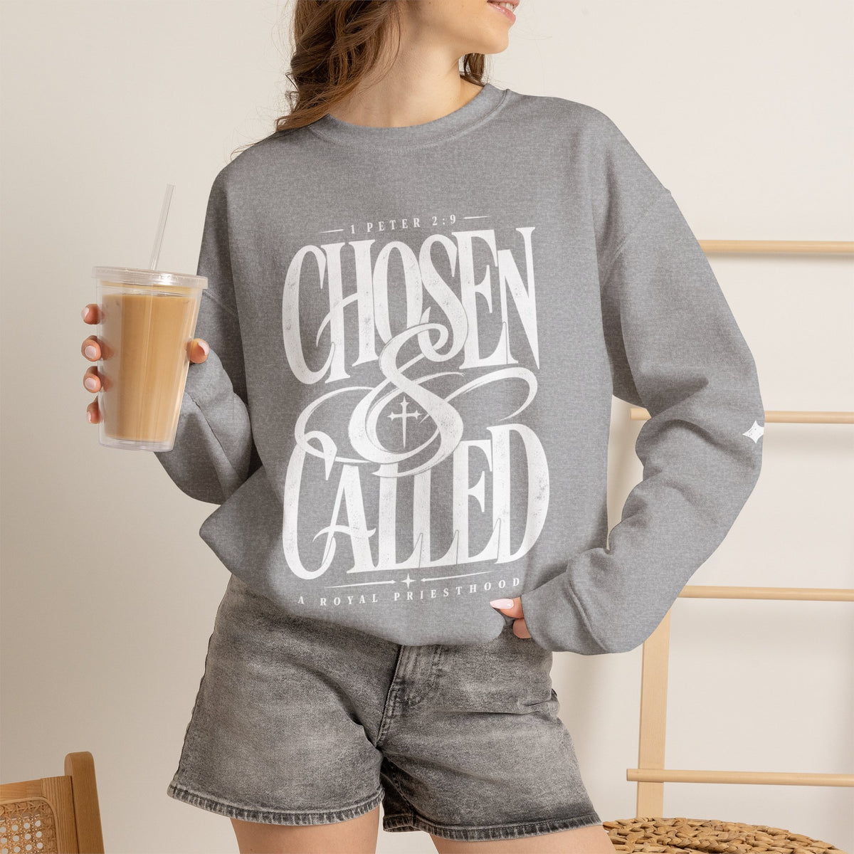 Chosen & Called Crewneck Sweatshirt — Christian Faith Apparel, 'A Royal Priesthood' Gospel Pullover