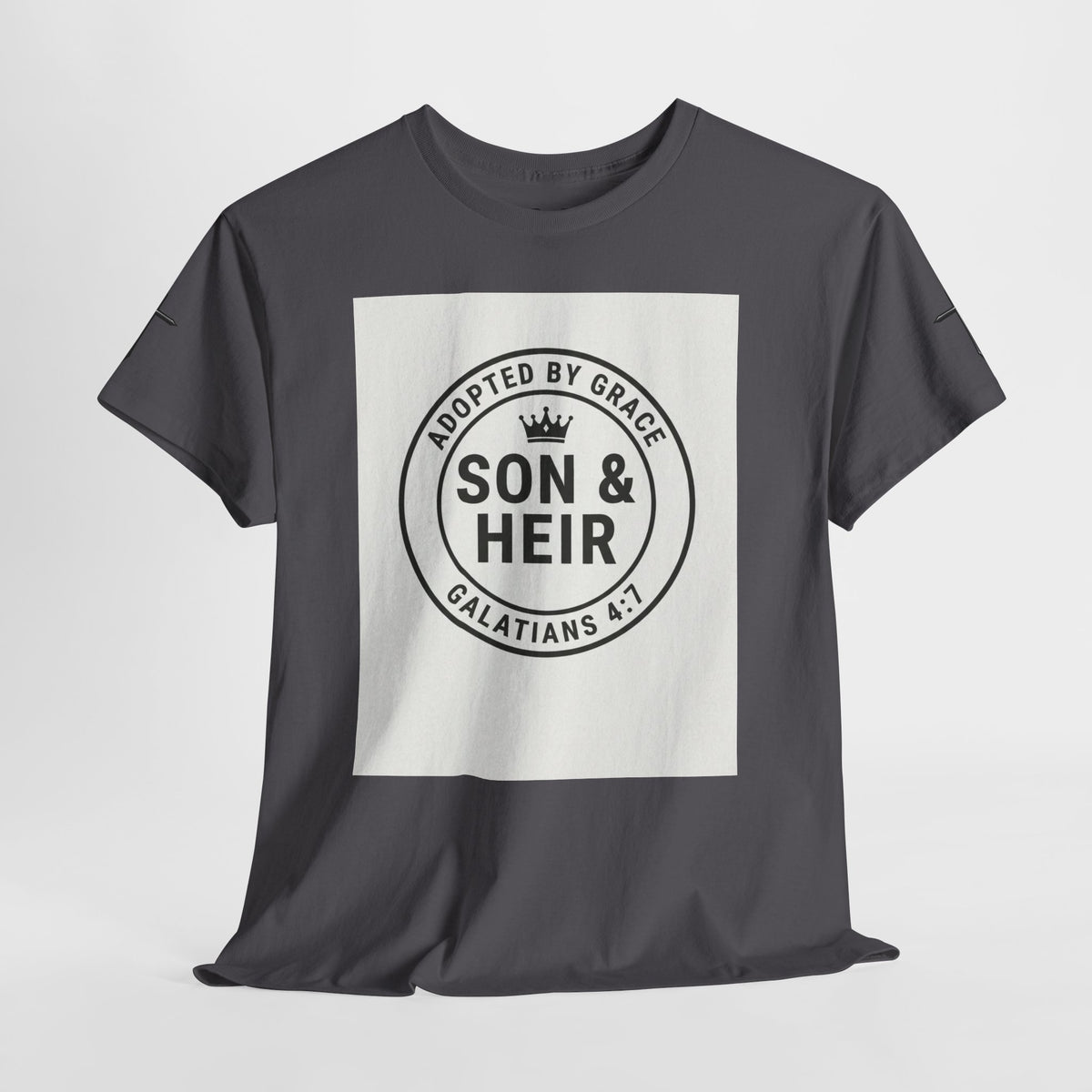 Christian Son & Heir T-Shirt — 'Adopted by Grace' Faith Tee with Jesus Prayer Design