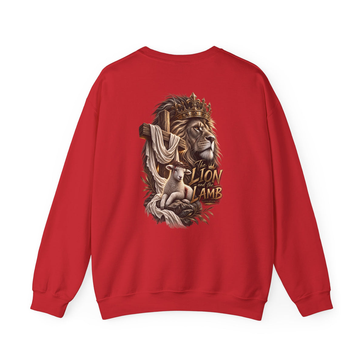 Lion and Lamb Crewneck Sweatshirt — "The Lion and the Lamb" Christian Graphic Pullover