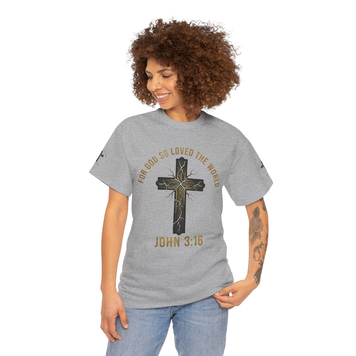 John 3:16 Cross T-Shirt — "For God So Loved the World" Christian Tee