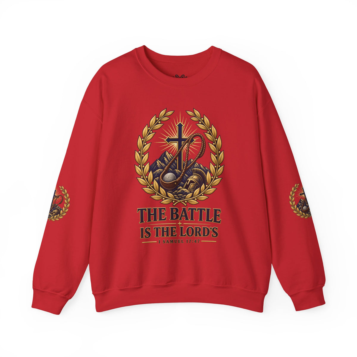 Religious Crewneck Sweatshirt — "The Battle Is The Lord's" (1 Samuel 17:47)
