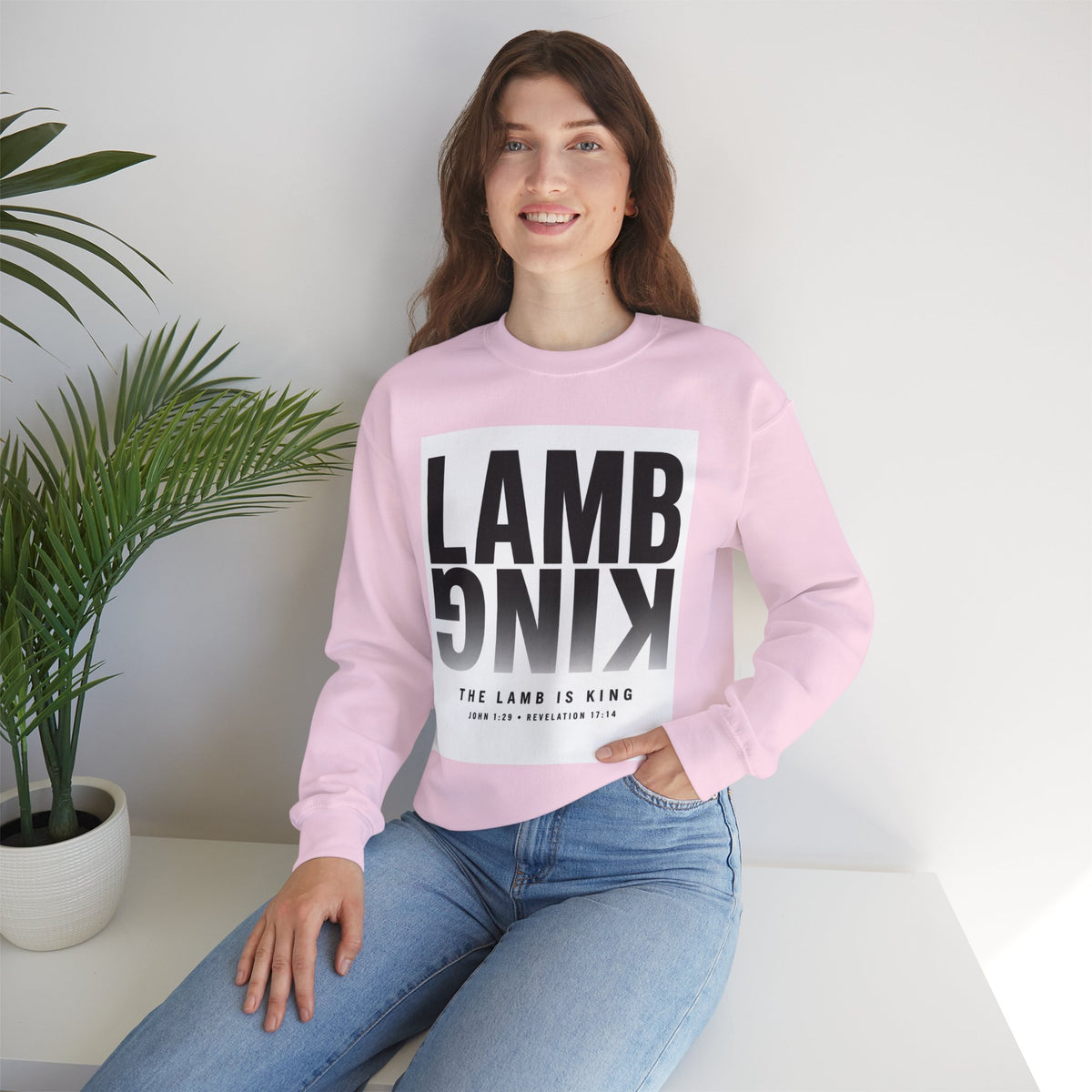 Lamb King Crewneck Sweatshirt — "The Lamb Is King" Christian Graphic Pullover