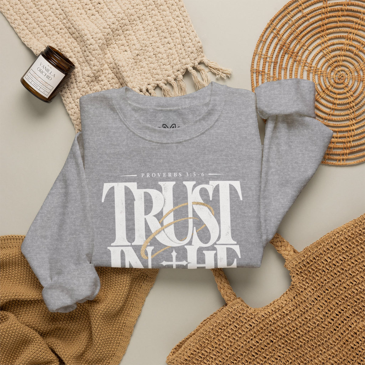 Trust in the Lord Crewneck Sweatshirt — Proverbs 3:5-6 Christian Pullover