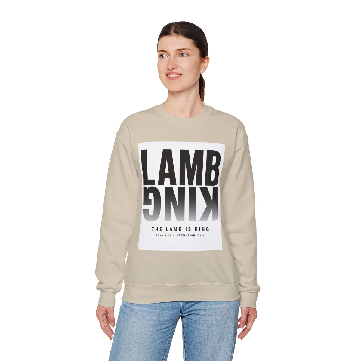 Lamb King Crewneck Sweatshirt — "The Lamb Is King" Christian Graphic Pullover