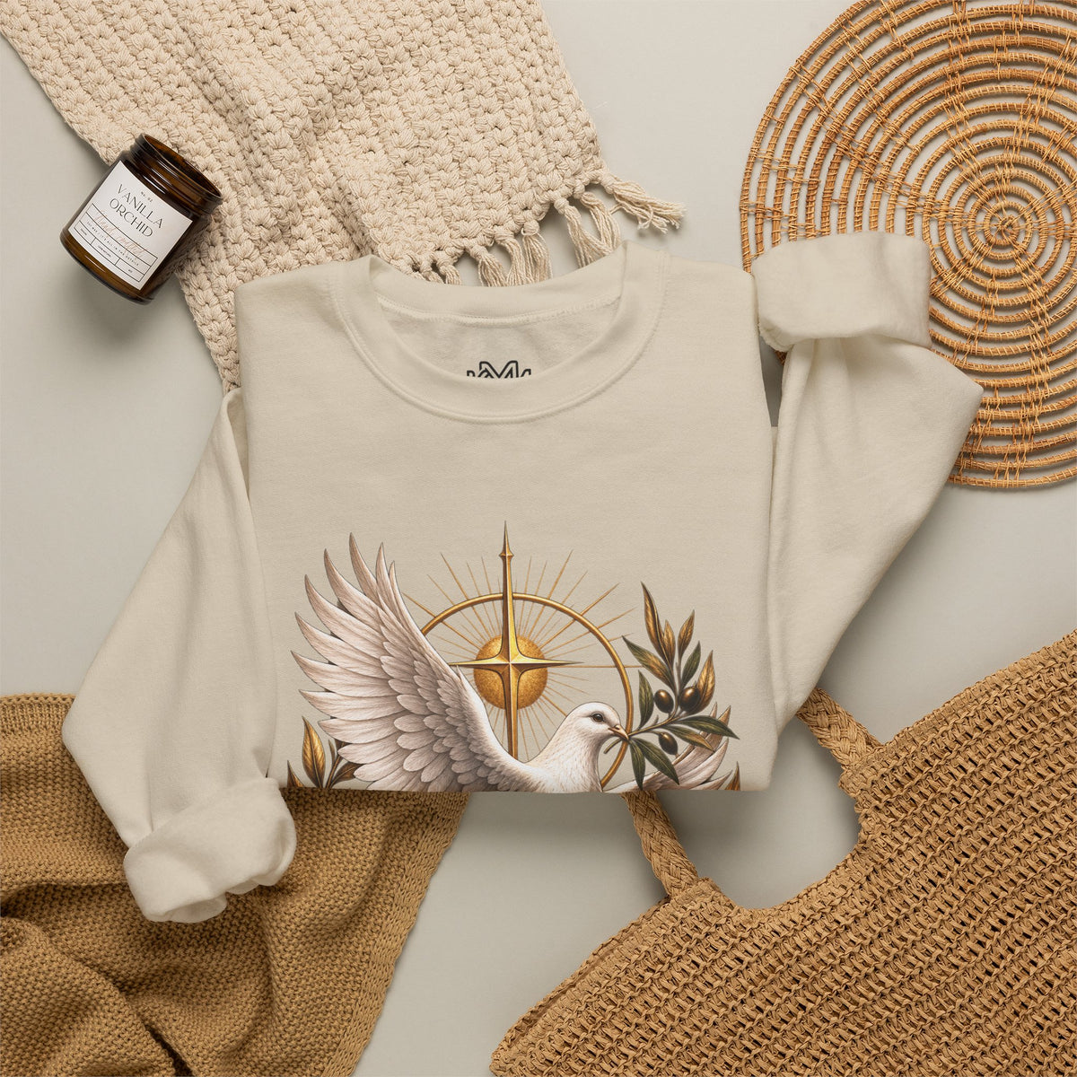 Peace Dove Crewneck Sweatshirt — Religious Christian Dove & Olive Branch Pullover