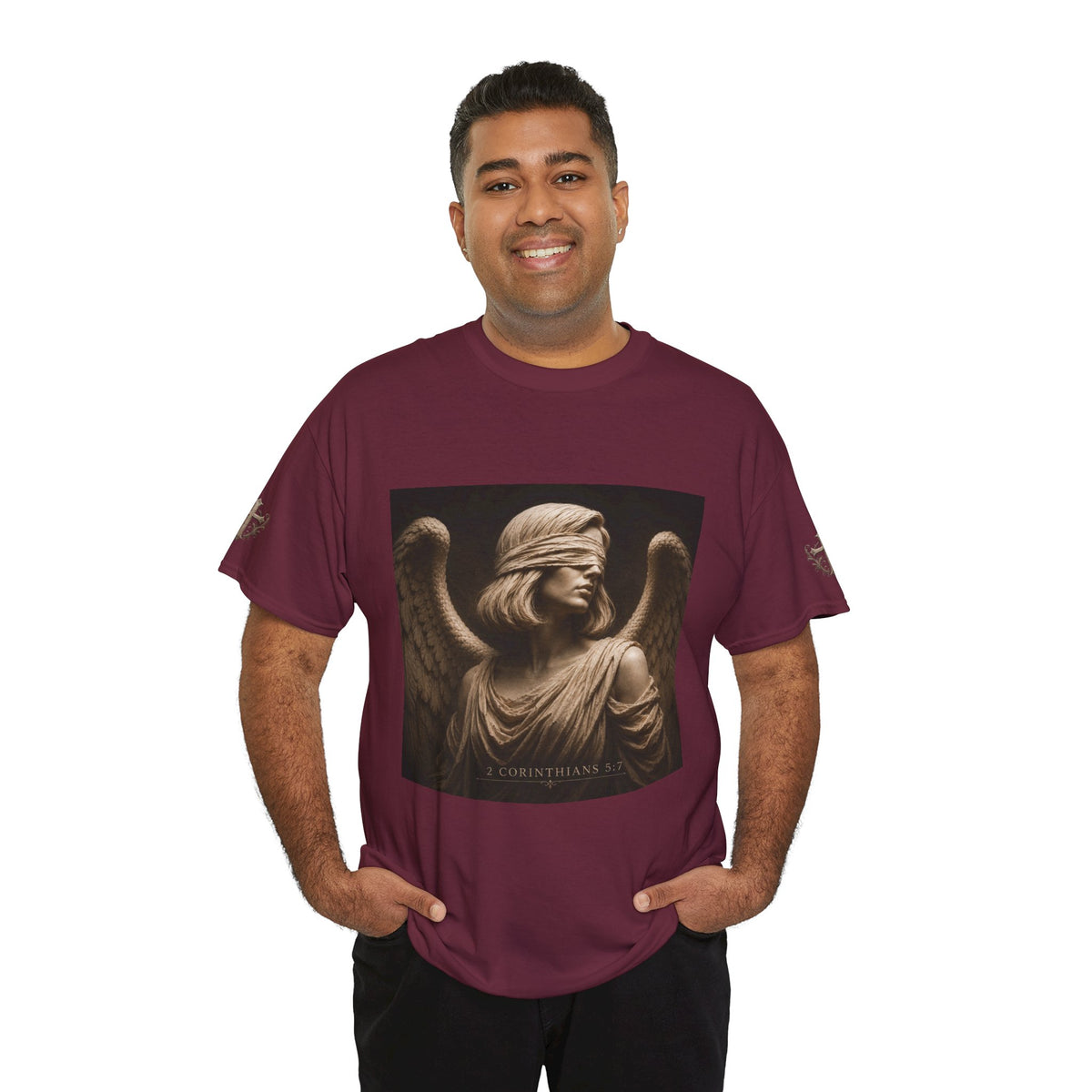 Angel Graphic Tee — "Walk by Faith, Not by Sight" Inspirational T‑Shirt