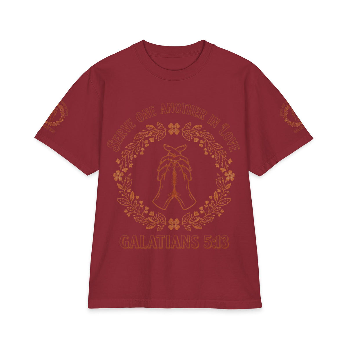 Galatians 5:13 Prayer Hands T-Shirt — Serve One Another in Love Christian Tee