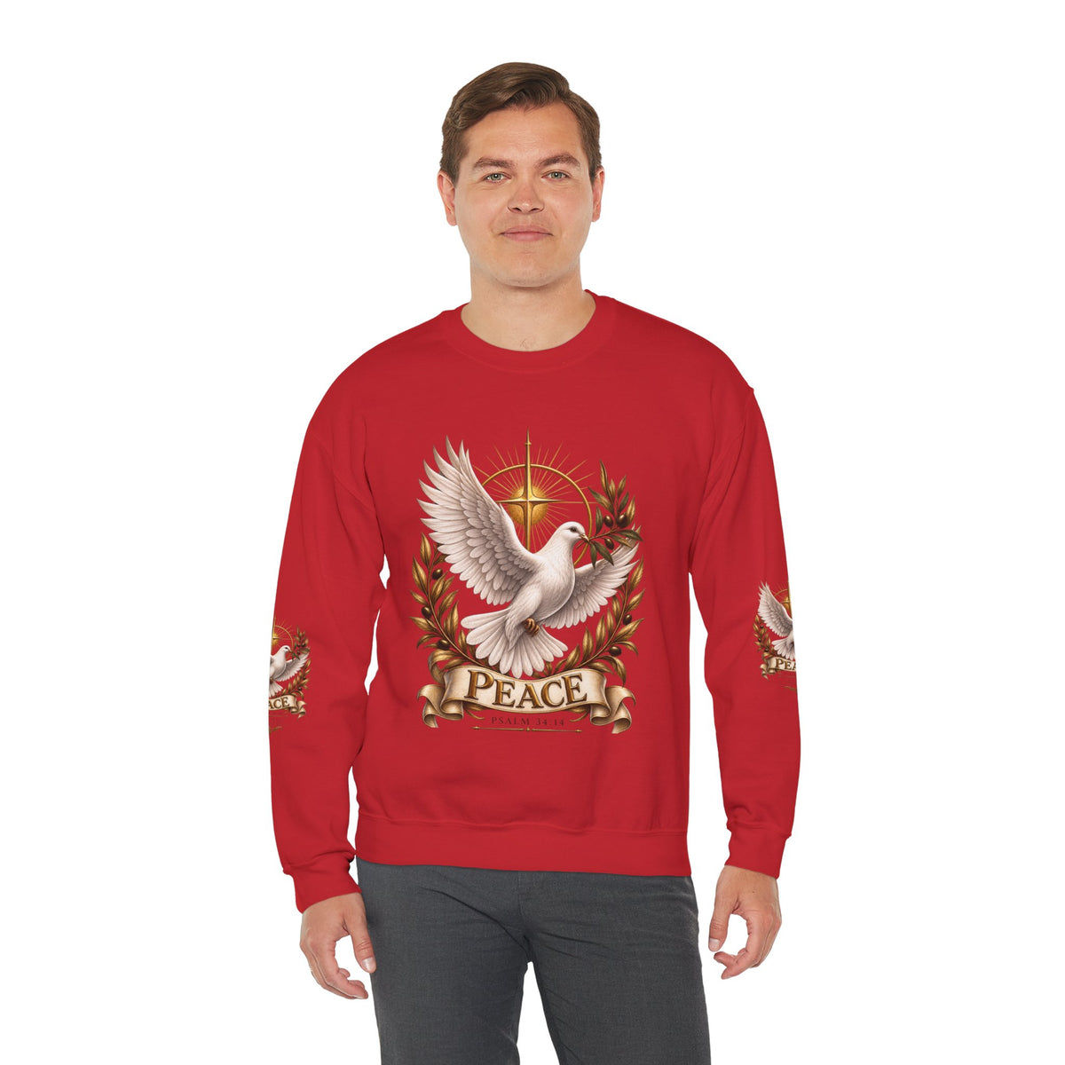 Peace Dove Crewneck Sweatshirt — Religious Christian Dove & Olive Branch Pullover