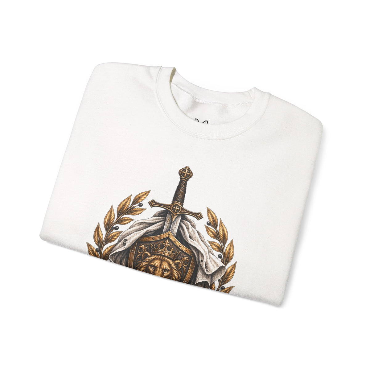 Crewneck Sweatshirt — 'Refuge' Lion & Sword Psalm 91:4 Christian Pullover