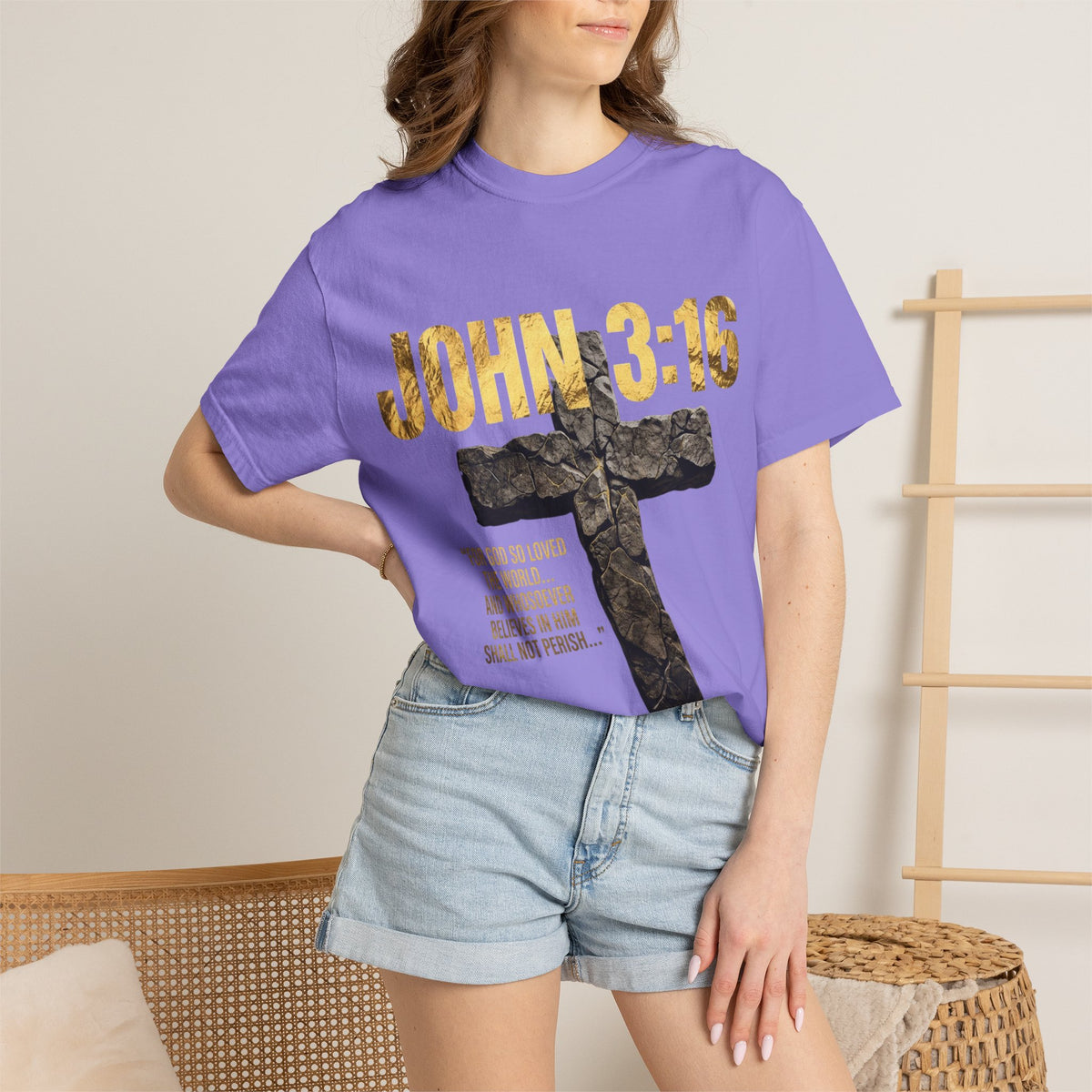 John 3:16 Cross T-Shirt — Christian Faith Scripture Tee