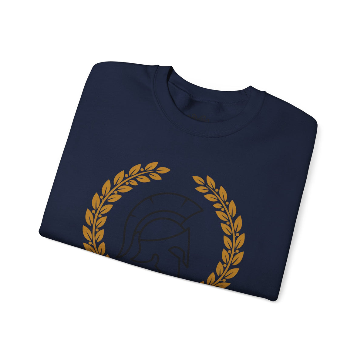 Courage Spartan Helmet Crewneck Sweatshirt — "Courage" with Laurel & Psalm 121:1-2