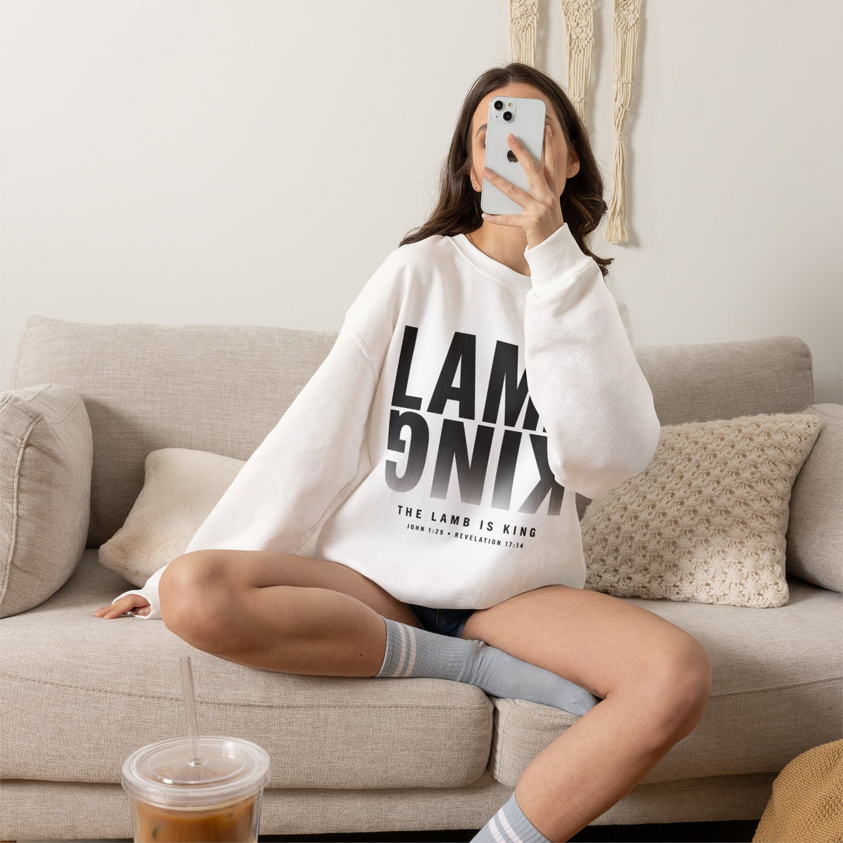 Lamb King Crewneck Sweatshirt — "The Lamb Is King" Christian Graphic Pullover