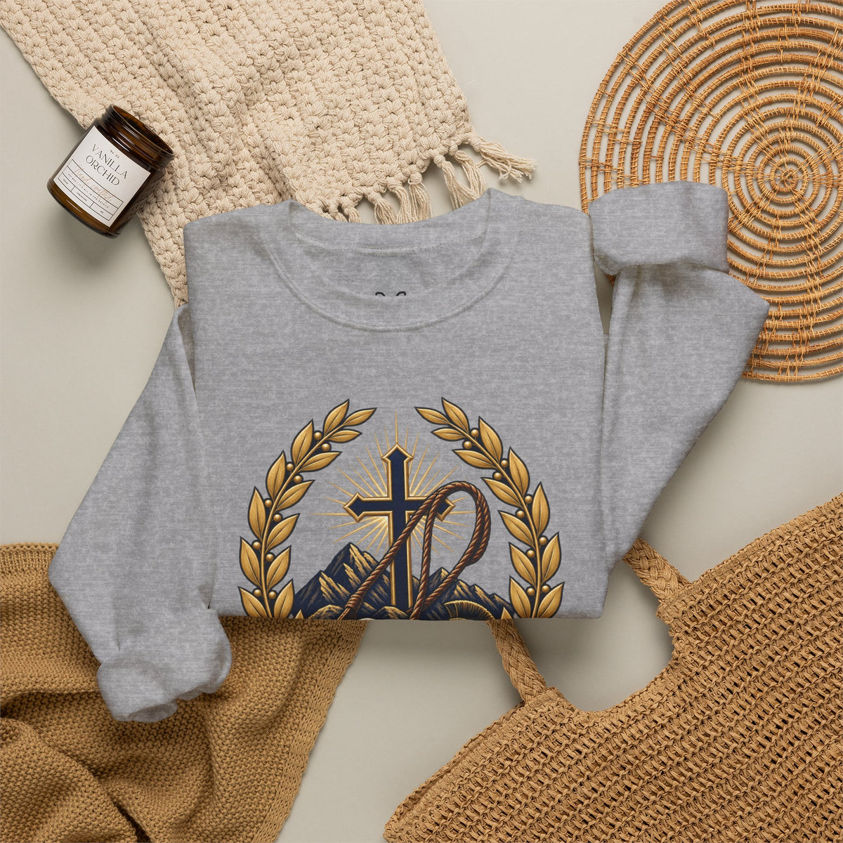 Religious Crewneck Sweatshirt — "The Battle Is The Lord's" (1 Samuel 17:47)