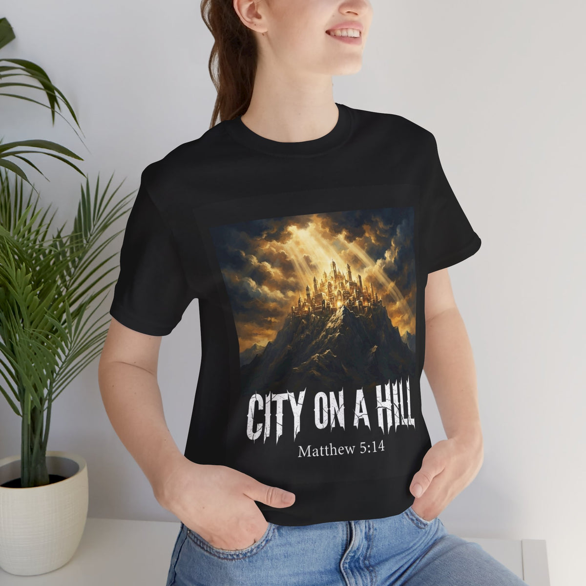 City on a Hill T-Shirt — Matthew 5:14 Christian Faith Tee