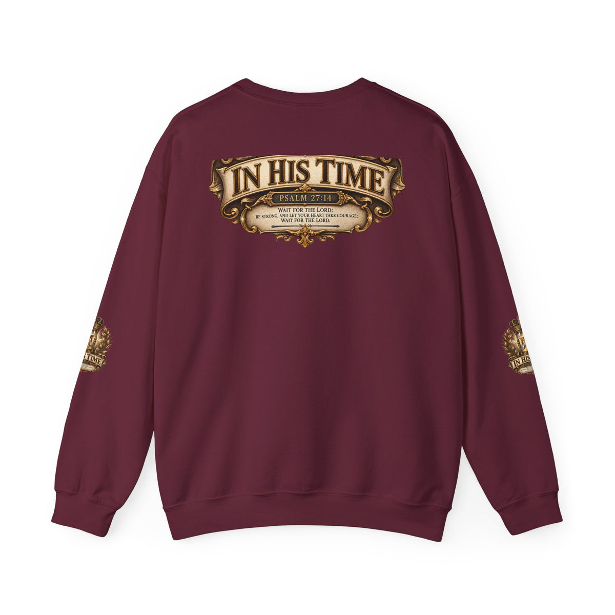 In His Time Crewneck Sweatshirt – Inspirational Christian Scripture Hourglass Design
