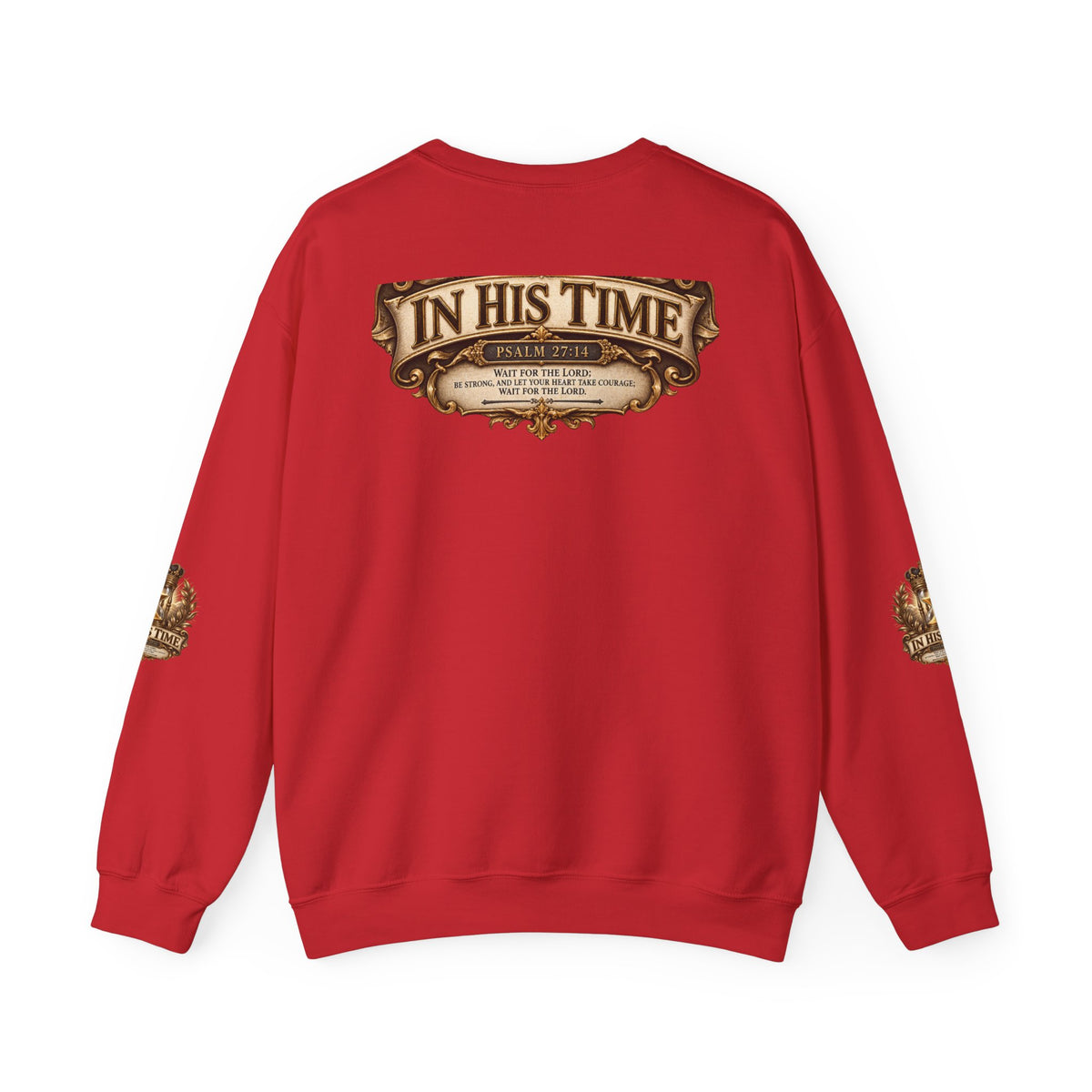 In His Time Crewneck Sweatshirt – Inspirational Christian Scripture Hourglass Design
